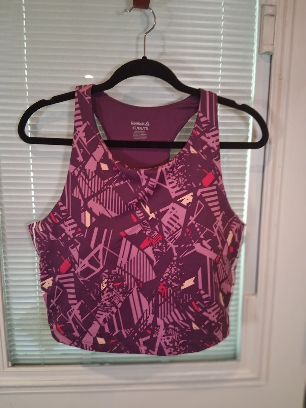 sku003 Reebok Purple Printed Padded Racerback Sports Bra Top Size Xl